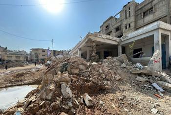 Part of a water and sewage network in Nur Shams camp in Gaza is damaged following an Israeli military operation. 