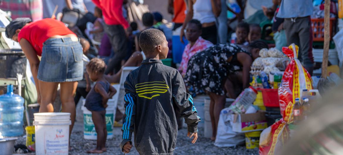 People who fled their homes due to violence are now living in a school.