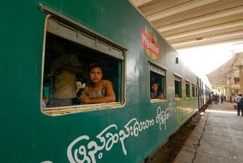 Yangon residents board the Circular Railway train to get to the outskirts of the city.