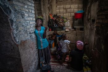 Displaced Haitian women and children shelter in a theatre in downtown Port-au-Prince (file).