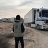 A convoy of humanitarian food aid makes its way from Jordan to Gaza 