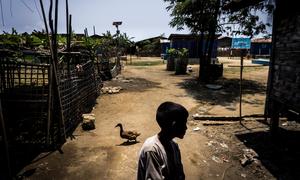 A child at an internally displaced persons (IDP) centre in Myanmar. (file)