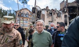 UN Secretary-General António Guterres visited Irpin in Ukraine in April 2022.