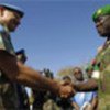 AMIS FC Maj-Gen. Aprezi greets UN officers on arrival in Darfur
