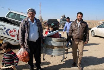 New arrivals at Khazer camp, a safe haven for over 6,000 Iraqis who have fled the fighting in Mosul, just 45 kilometres away.