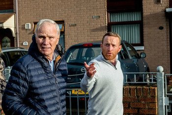 Philip Alston, UN Special Rapporteur for Extreme Poverty and Human Rights visits New Lodge in North Belfast, UK. (2018)