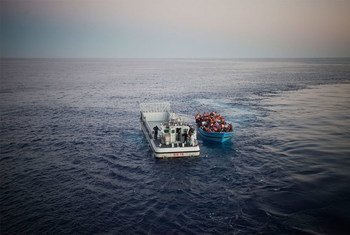 Risking their lives to reach Europe from North Africa, a boatload of people, some of them likely in need of international protection, are rescued in the Mediterranean Sea by the Italian Navy.
